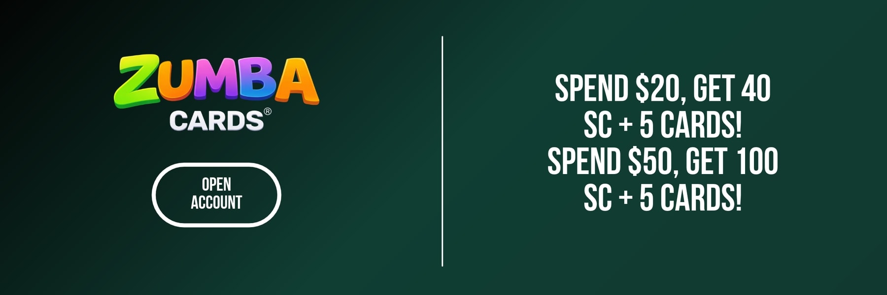 ZumbaCards.com — Spend $20, Get 40 SC + 5 Cards! Spend $50, Get 100 SC + 5 Cards!
